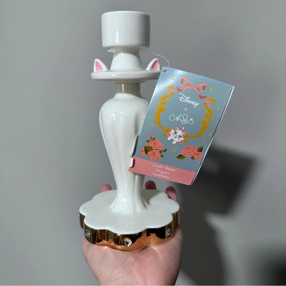 NWT Disney Aristocats Duchess White and Gold Candle Holder